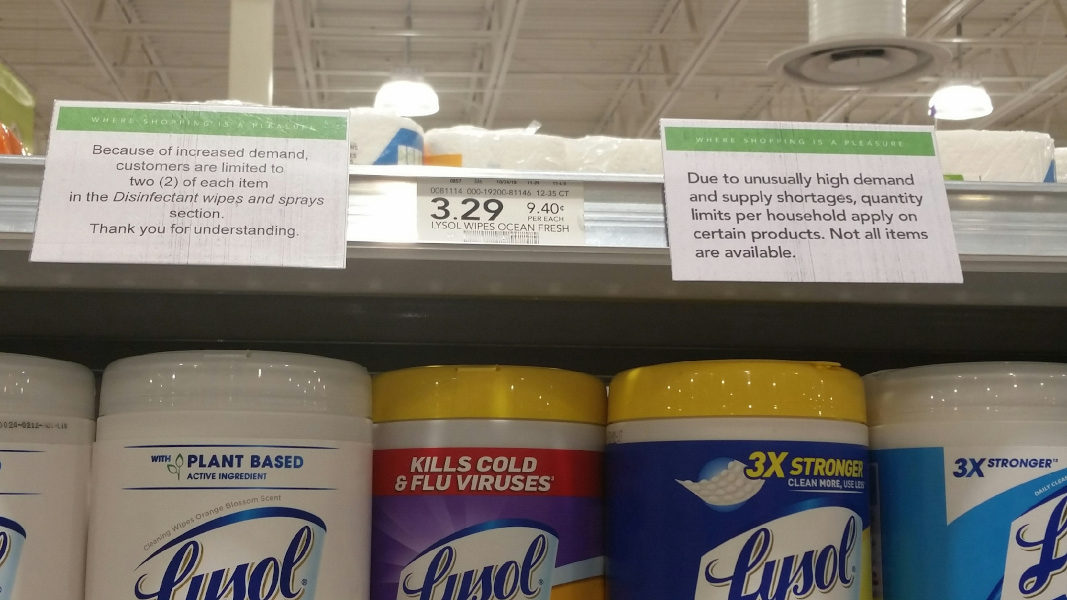 store shelves disinfectant during coronavirus pandemic