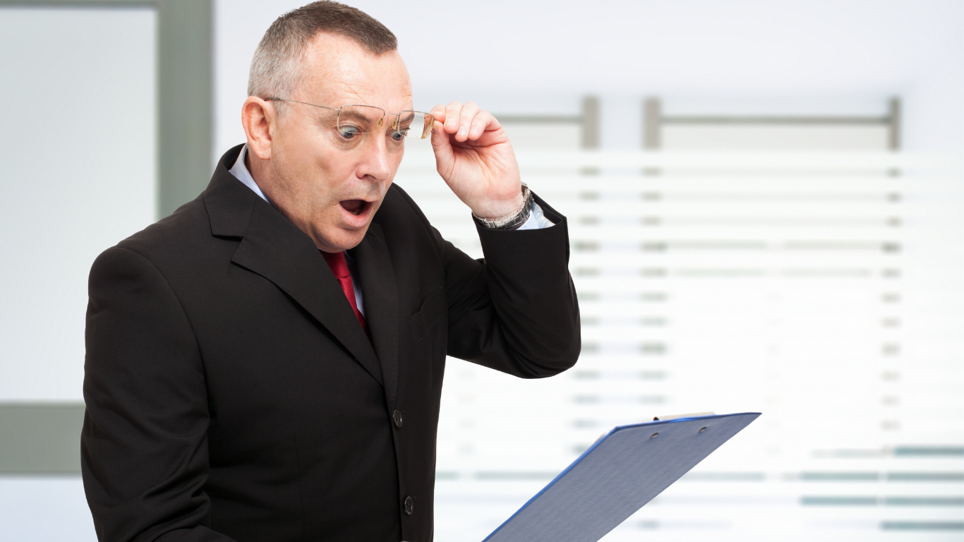 Man shocked at what he is reading