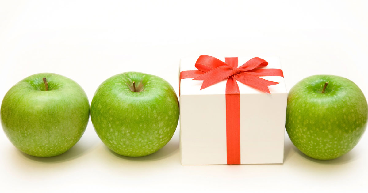 apples and gift box